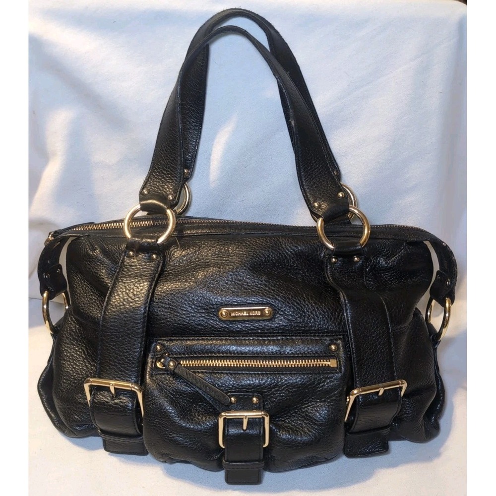 Michael Michael Kors Austin Leather Satchel Purse Black 15"x8"